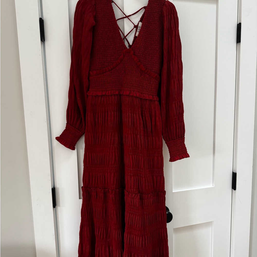 Sea New York Deep Red Long Sleeve Dress